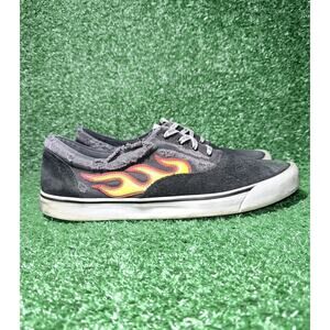 Palm Angels Flames Distressed Sneakers Mens Size 12 Black Skate Shoes